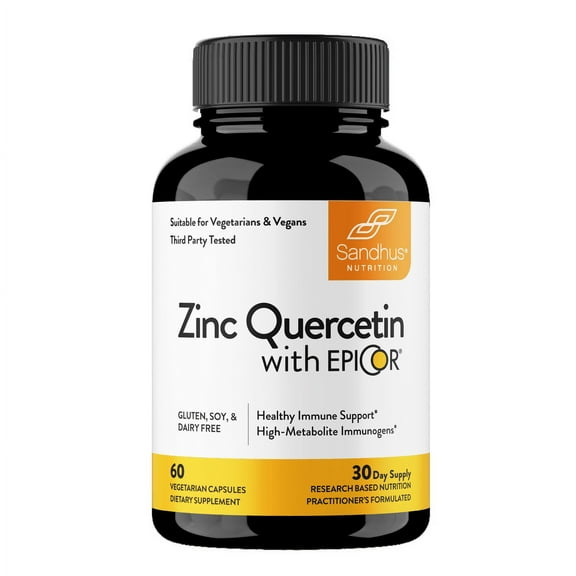 SANDHU'S Zinc with 200mg Quercetin, 500mg EpiCor® (Fermentate) - Year-Round Immune Support Wellness, 30 Servs