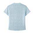 thumbnail image 6 of Favoffer Women’s Textured V-Neck Blouse Short Sleeve Button Front Casual Linen Tops Solid Color Loose Fit Lightweight Breathable Summer Shirts, 6 of 8