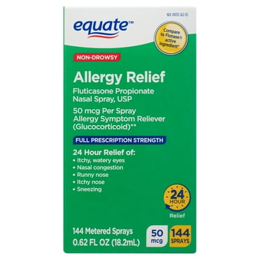 Equate Non-Drowsy Allergy Relief Spray Fluticasone Propionate (Glucocorticoid), 50 mcg per Spray, 144 Sprays, Compare to Flonase® Active Ingredient