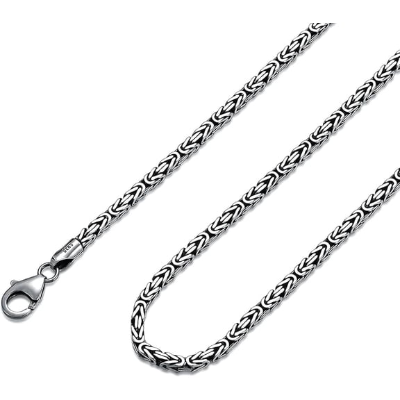 SOULMEET Byzantine Chain Sterling Silver Byzantine Necklace for Men 2.5mm Chain for Men Women