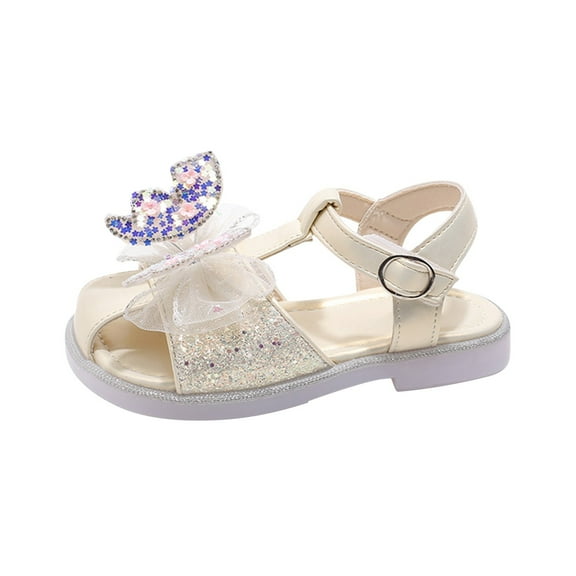 Otqutp Wedding Shoes for Toddler Girls Summer Fashion Rhinestone Butterfly Soft Bottom Baotou Princess Sandals Comfortable Non Slip Beach Shoes