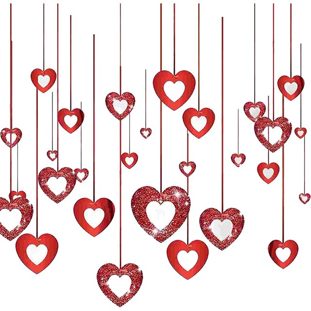 100 guirnaldas de techo de corazones rojos para colgar, guirnaldas espirales decorativas para bodas, Navidad, día de San Valentín, fiestas de cumpleaños