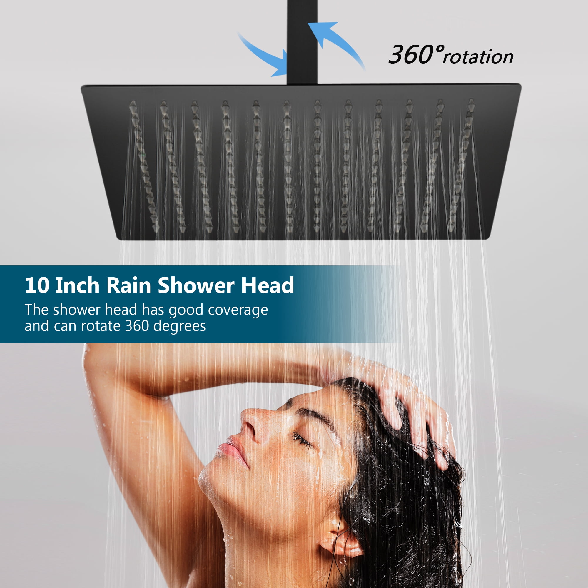 10 Inch Bathroom Luxury Rain Mixer Complete Combo Set Ceiling-Mounted Rainfall Shower Head and Handle System
