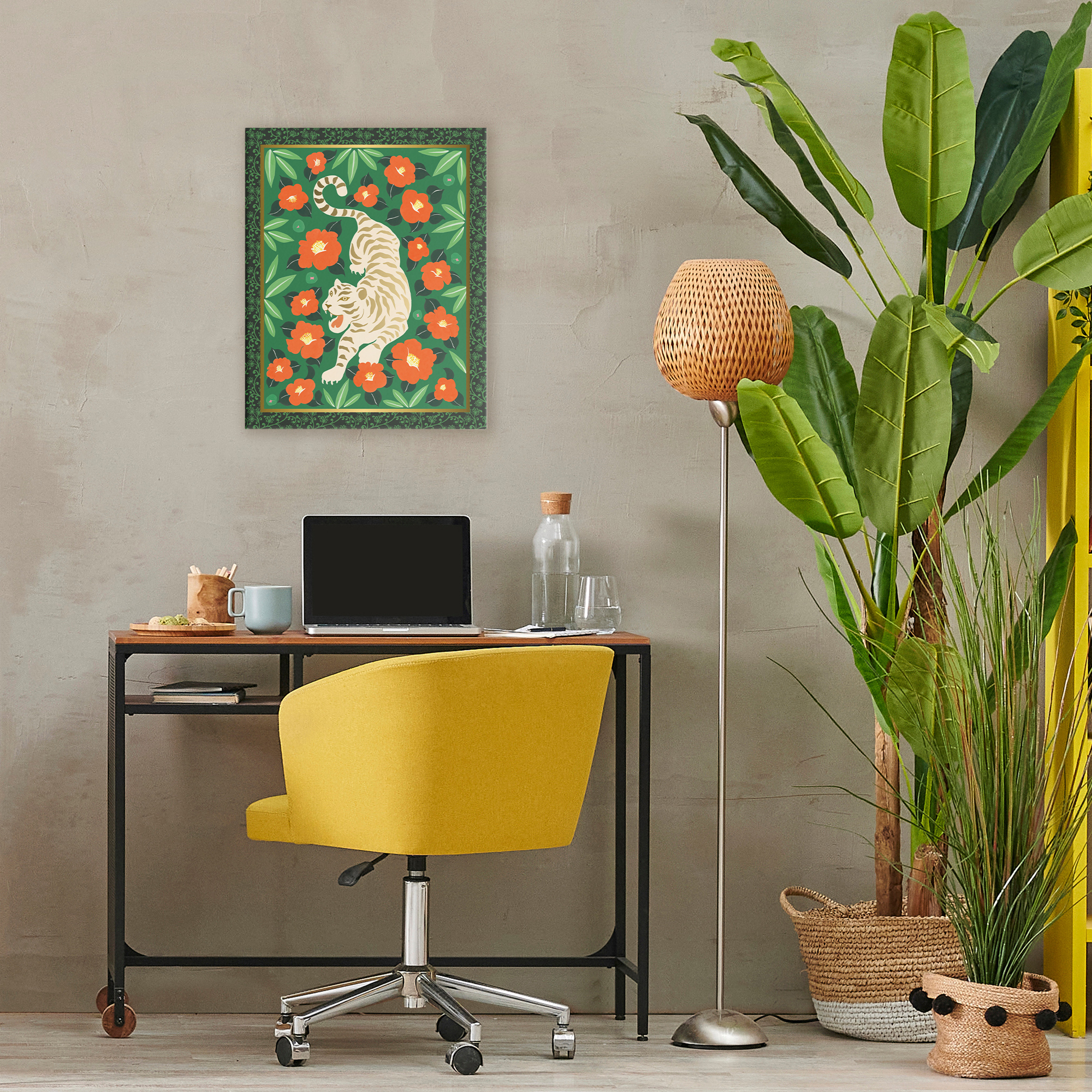 Stupell Industries Eclectic Tiger & Hibiscus Canvas Wall Art, design by Karolina Sato