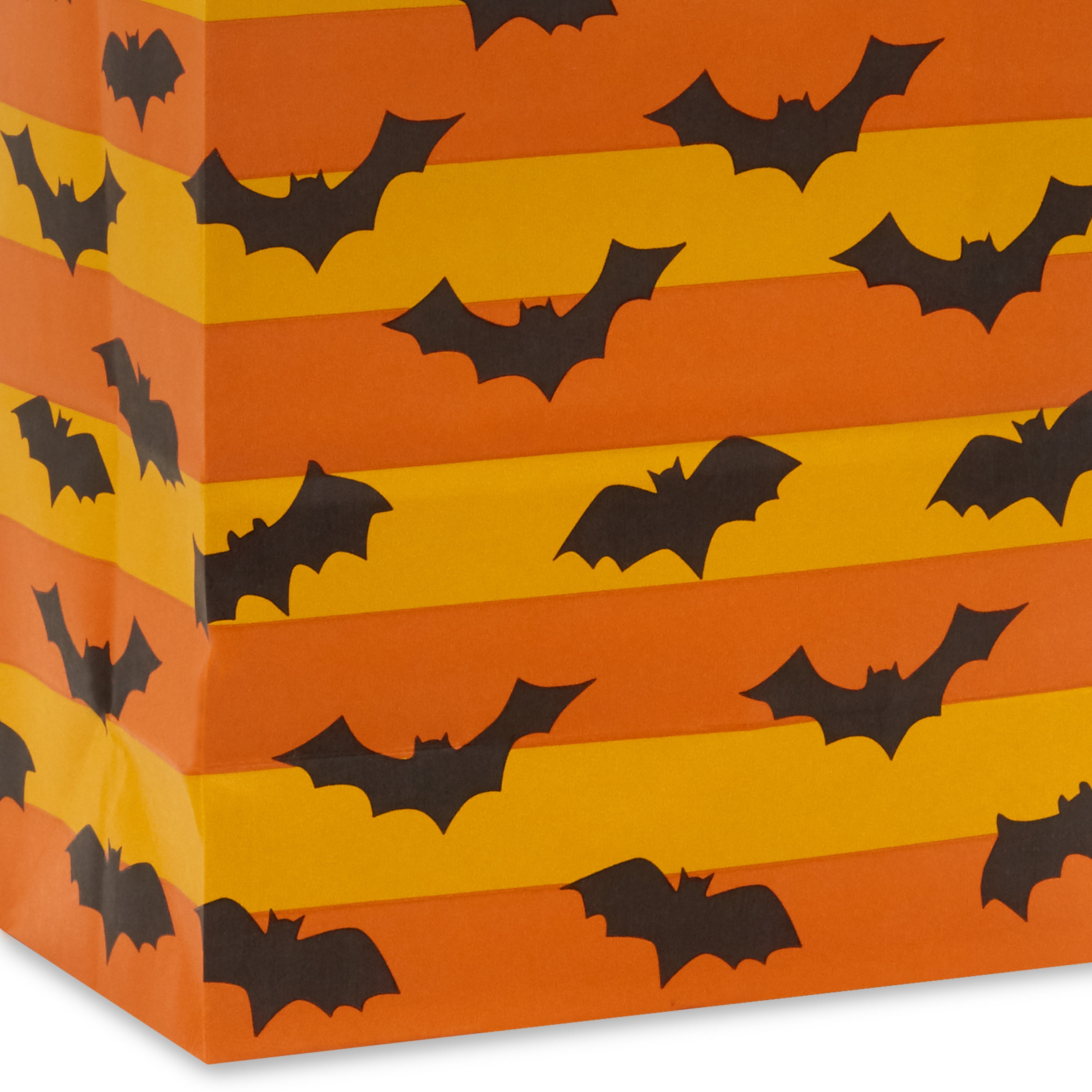 Hallmark Medium Halloween Gift Bag (Orange Stripes with Bats), 1 Count