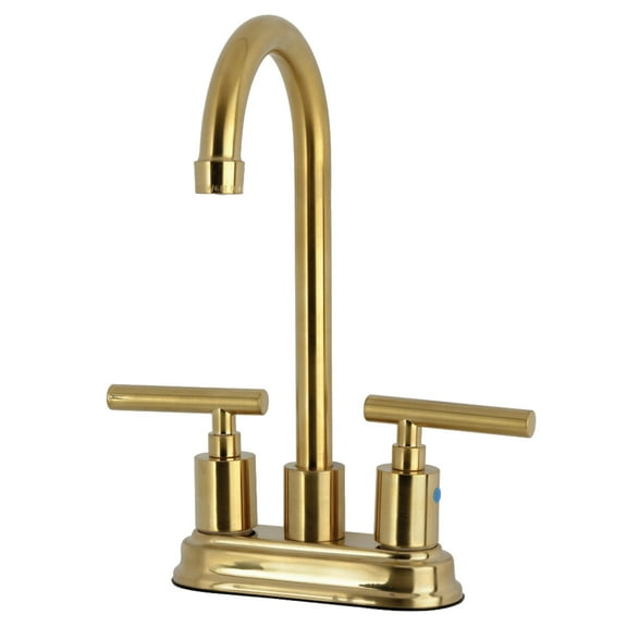 Kingston Brass KB8497CML Manhattan Double-Handle 4" Centerset Bar Faucet, Brushed Brass