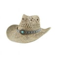 thumbnail image 1 of Sombrero de paja de malangrass con ala tejida a mano para primavera y verano, sombrero de vaquero de estilo étnico hueco tejido en stock, sombrero tibetano transfronterizo, 1 of 6