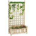 thumbnail image 1 of Outsunny Raised Garden Bed w/ Trellis Wood Garden Planter Box Natural Wood, 1 of 9