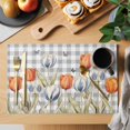 thumbnail image 2 of Orange Flower Placemats Set of 12 Blue Tulip Butterfly Watercolor Plaid Grey Place Mats Indoor Wipeable Table Mats Washable Dining Table Placemats for Kitchen Holiday Party Home Decor 13x19 Inch, 2 of 9