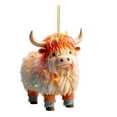 thumbnail image 1 of Christmas Cow Ornament Xmas Tree Cartoon Highland Cow Hanging Decorations 2D Flat Acrylic Pendant for Car Rearview Mirror Tree Decor, 1 of 8