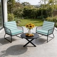 thumbnail image 6 of Outdoor Patio Cushion Covers 4 Pack Classical Stripe Patio Chair Cushion Covers with Ties and Zipper Teal Blue Waterproof Outdoor Seat Cushion Covers for Patio Furniture 20"x18", 6 of 9