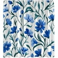 thumbnail image 4 of Blue Floral Shower Curtain Abstract Watercolor Flower Leaves Rustic Blossom Plant Modern Simple Fabric Curtain with Hook-36"W x 72"L (Pack of 1), 4 of 6