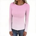 thumbnail image 6 of ClodeEU Long Sleeve T Shirts for Women ,Crew Neck Thermal Shirts ,Ribbed Knit Slim Fit Tee with Print Pink 01,Womens Plus XL, 6 of 8