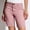 Pink, variant on Sakmal High Waisted Womens Khaki Shorts Knee Length Straight Leg Work Chino Green Solid Trendy Ladies Shorts with Pockets