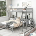 thumbnail image 3 of EUROCO Twin over Full Bunk Bed with Desk and Drawers for Kids Teens Room, Gray, 3 of 15