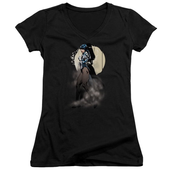 JLA Justice League Zatanna Illusion Junior Women's T-Shirt V-Neck Black