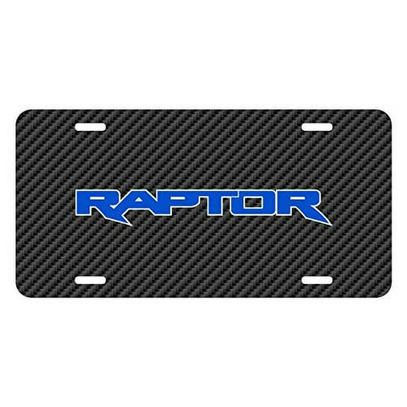 Ford F-150 Raptor 2017 in Blue Black Carbon Fiber Look Graphic Special Aluminum Metal License Plate