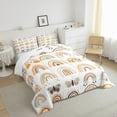 thumbnail image 4 of Full Size Rainbow Comforter Set Cute Cartoon Rainbow Boho Bedding Sweet Room Decor Bohemian Rainbows Butterfly Print Bedding Set Kawaii Pink Yellow Doodle Style Quilt, 4 of 5