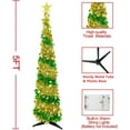thumbnail image 3 of Pop up Christmas Tree for Indoor Decoration, Pre-lit Mini Halloween Tree with 60 Lights,Black Artificial Pencil Tree Collapsible Tinsel Lighted up Christmas Tree, 3 of 18