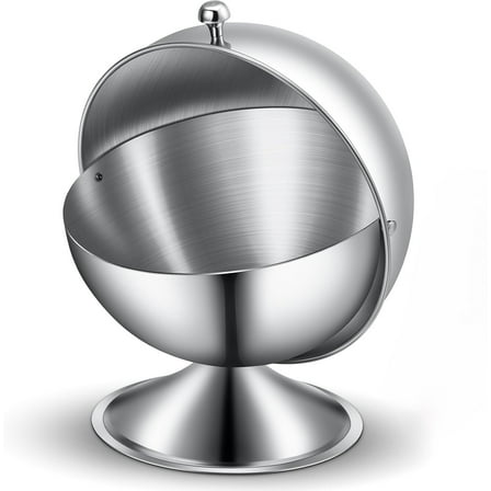 FONTEME 20oz Stainless Steel Sugar Bowl with Roll Top | Spherical Candies Bowl | Great For Kitchen, Coffee, Bar, Beverage, And Household | 20oz. Stainless Steel [1PK]