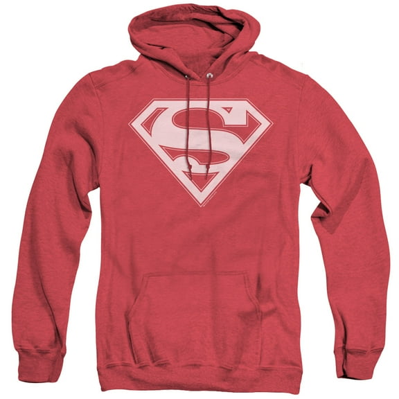 Superman Red & White Shield Adult Heather Hoodie Sweatshirt Red