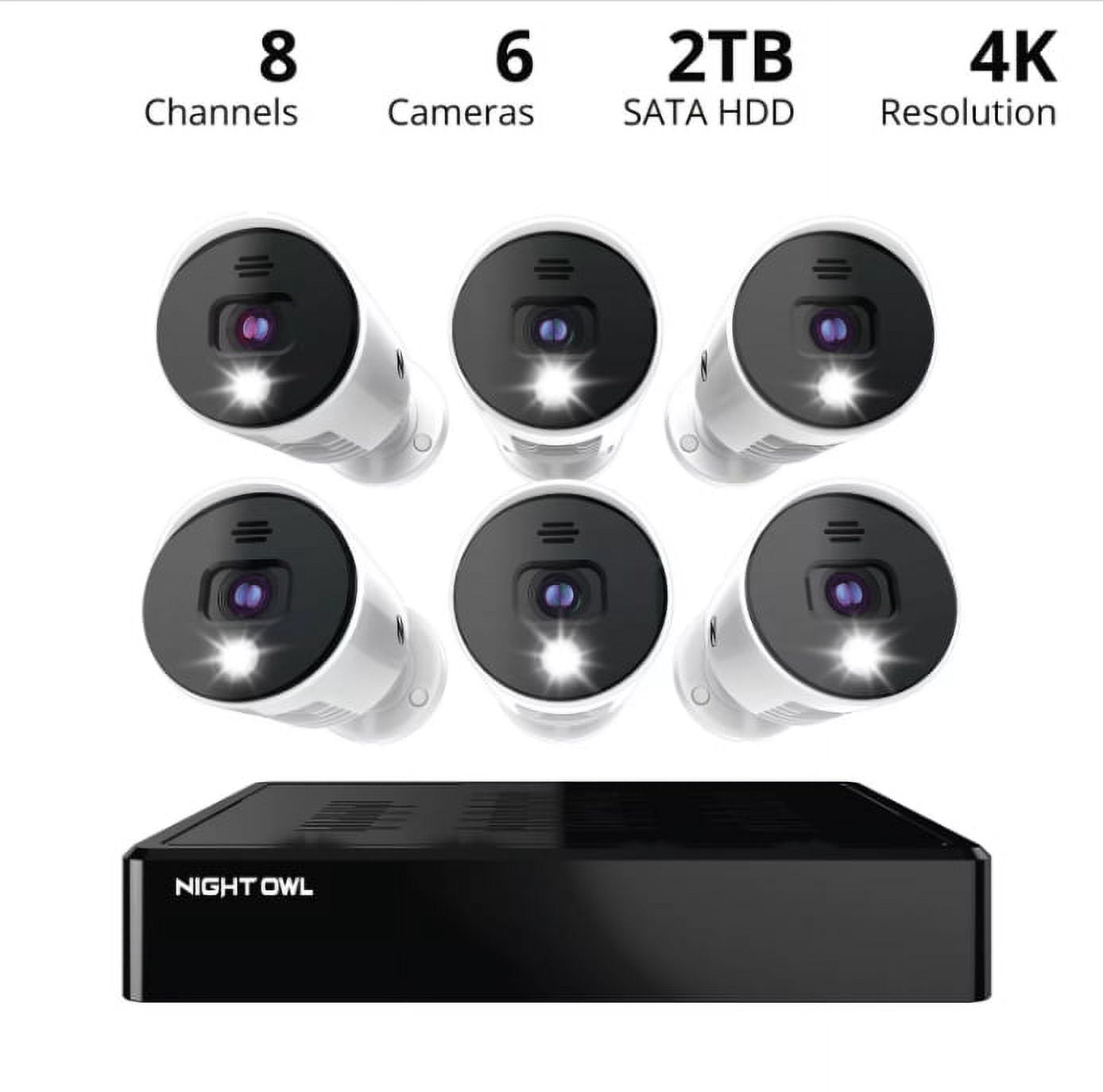 0 Channel DVR with Owl Night 1TB Hard Bluetooth 4K Security Wired 