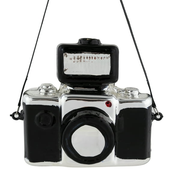 Northlight 4" Black Retro Camera Glass Christmas Ornament