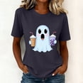 thumbnail image 4 of HOMBOM Womens Halloween Cute T Shirts Crewneck Short Sleeve Comfy Basic Holiday Gray Tees for Young Women Fall Tops,L, 4 of 6