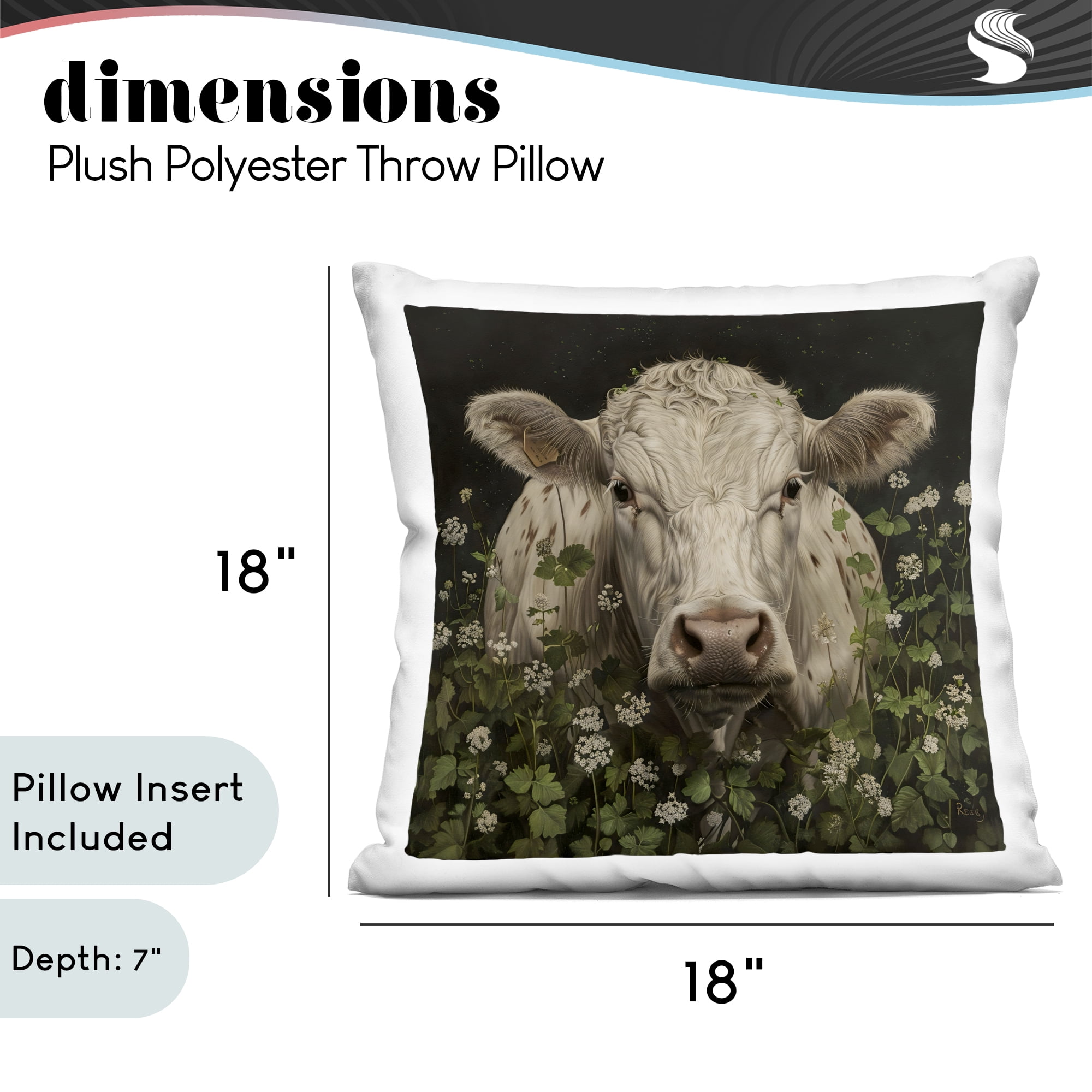 Stupell Industries Cow in the Green Meadow Decorative Printed Throw Pillow, design by Creative Studio, 18 x 7 x 18