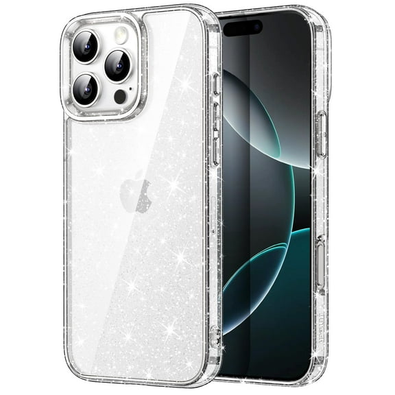 JETech Glitter Case for iPhone 16 Pro Max 6.9-Inch, Bling Sparkle Shockproof Phone Bumper Cover, Cute Sparkly for Women and Girls (Clear)