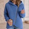 thumbnail image 2 of Chaquetas con Capucha y Cremallera para Mujer, Informales, Holgadas, de Forro Peludo y A , con Cremallera y Abrigos Azul S, 2 of 3
