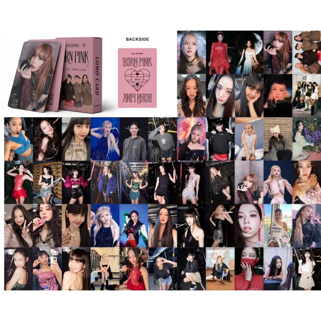 JISOO JENNIE LISA ROSE-Juego de tarjetas de fotos de álbum Kpop, color negro y rosa, colección de Fans, regalo, 55 Unidades