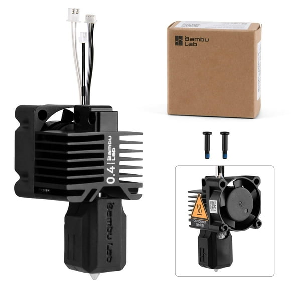Bamboo Lab X1 Carbon, X1, X1C Hotend Complete Kit for X1 Series 3D Printer, Full Assembly Hardened Steel Hot End with Fan, Thermistor, Ceramic Heater, 0.4mm Nozzle, Extruder Hea