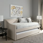 HN Home Pembroke Transitional Fabric Upholstered Daybed with Guest Trundle Bed