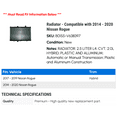 thumbnail image 2 of Radiator - Compatible with 2014 - 2020 Nissan Rogue 2015 2016 2017 2018 2019, 2 of 2