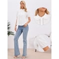 thumbnail image 2 of DARING DIVA Women's Short Sleeve Cotton Blouse Peter Pan Collar Crochet Panel Top XS White, 2 of 6