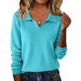 thumbnail image 2 of Resicozy Warm Sweaters for Women Lapel Soft Knit Pullover Sweater Casual Loose Solid Long Sleeve Shirt 2025 Fall Winter Clothing Sky Blue XL, 2 of 6