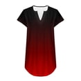 thumbnail image 6 of Charella Polyester Summer T Shirts Women Cap Short Sleeve Pleated V Neck Tunic Top Graphic Striped Flower Print Tees (Large, Red 01), 6 of 7