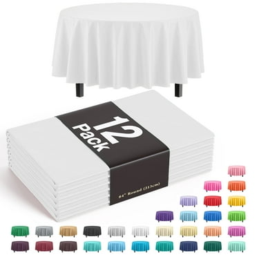 Exquisite 12 Premium White Plastic 84" Round Disposable Waterproof Party Tablecloths