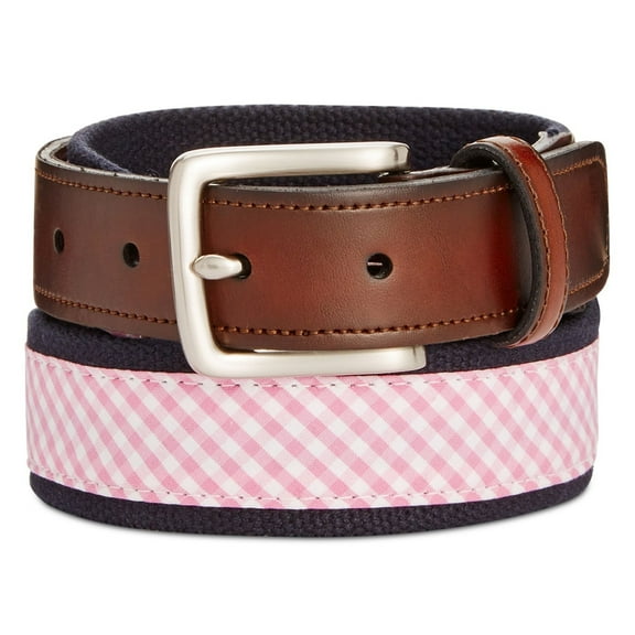 Club Room Mens Plaid Webbing Belt, Pink, 42