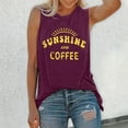 thumbnail image 2 of Summer Tops For Women T Shirts Loose Fit Casual Crew Neck Tank Sunshine And Coffee Print Sleeveless Short Sleeve Graphic Tees For Women Red S, 2 of 5