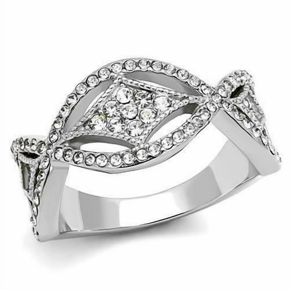 Criss Cross Diamond Ring, Pave Set Diamond Engagement Wedding Ring, Split Shank Diamond Ring, Accents Diamond Anniversary Ring, 1.9 Ct Simulated Diamond, 14K White Gold Plated