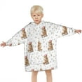 thumbnail image 3 of White Highland Cow Floral Pattern Blanket Hoodies for Kids 6-13YR Oversize Wearable Blanket Hoodies for Boys Girls Teens, 3 of 7