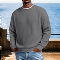 thumbnail image 4 of Mens Sweaters Crew Neck Long Sleeve Solid Color Fashion Loose Thicken Fall Pullover Sweater Dark Gray L, 4 of 7