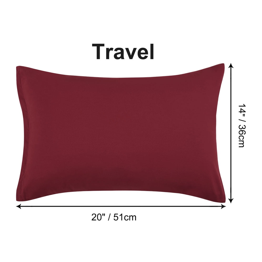 Unique Bargains 4-Piece Soft Microfiber Pillowcases Burgundy Travel(14"X20")