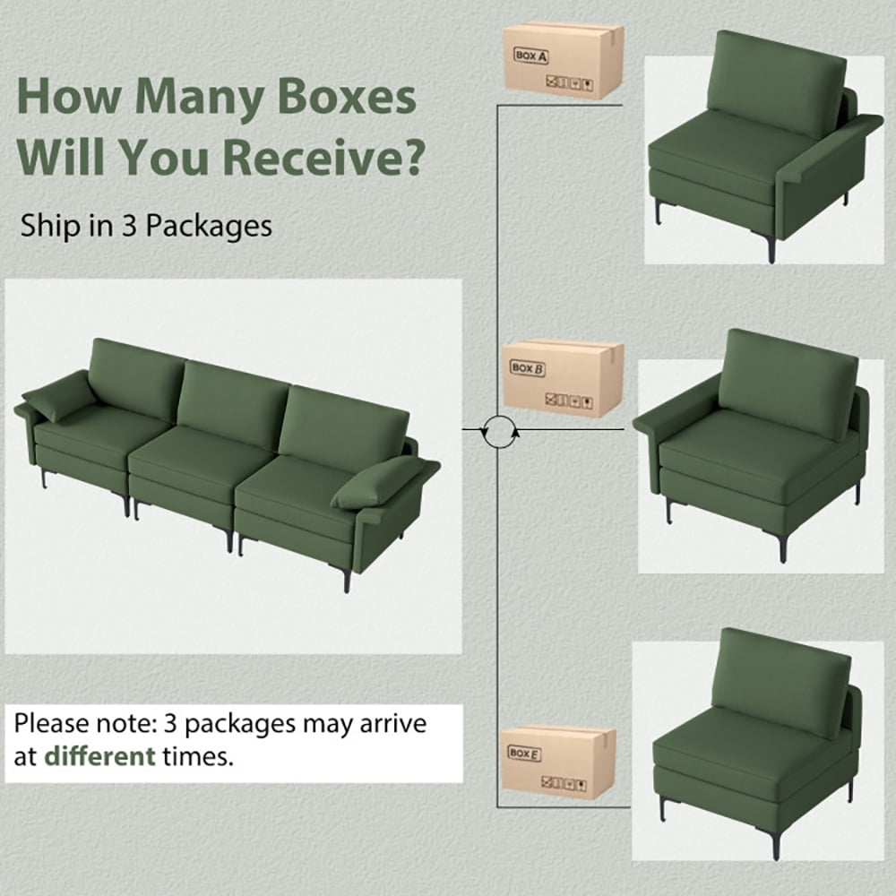 Finihen Sectional Sofa Couch, 3-Seat Sofa, Large 3-Seat Sofa Sectional with Metal Legs and 2 USB Ports for 3-4 people, for Living Room, Bedroom, Army Green Finihen Sectional Sofa Couch, 3-Seat Sofa, Large 3-Seat Sofa Sectional with Metal Legs and 2 USB Ports for 3-4 people, for Living Room, Bedroom, Army Green