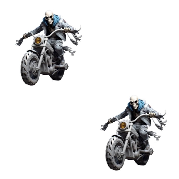 Yuarrent Decoraciones de Halloween de moda Figuras de esqueleto geniales para ambiente moderno No se desvanece ni se deforma la motocicleta motocicleta 2Conjunto