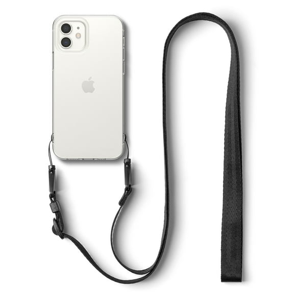 Ringke Air & Shoulder Strap Case Compatible with iPhone 12 mini, Lightweight Thin TPU Cover with Shoulder Strap - Clear / Black