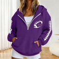 thumbnail image 2 of FUZHIQ Women's Half Zip Football Graphic Hoodid Sweatshirt, Long Sleeve Casual Pullover with Pocket, Fall Game Day Top for Football Fans, 2 of 5