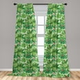 thumbnail image 4 of Ambesonne Nature Flowers Curtains, Exotic Blossom Plot, Pair of 28"x63", Fern Green Dark Coral, 4 of 4